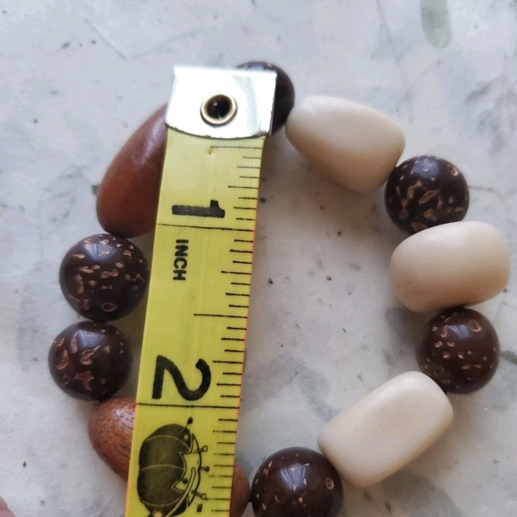 Natural Beaded Bracelet Wood Bone Beads Wooden Boho Hippie Best For Small Wrists - Picture 13 of 14